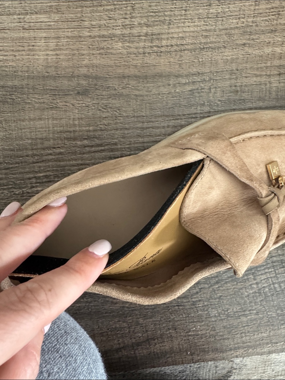 Loro Piana Suede Tassel Loafers in Taupe - Picture 5 of 9